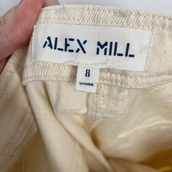 Alex Mills Jeans Women’s 8 Cream Wide Leg Cargo Denim Coastal Nautical - Picture 8 of 9